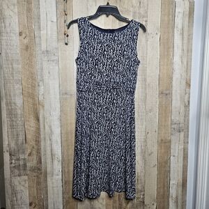 Jessica Howard Sleeveless Blue Floral Midi Dress Pleaded Waist Sze 10P Fit/Flare